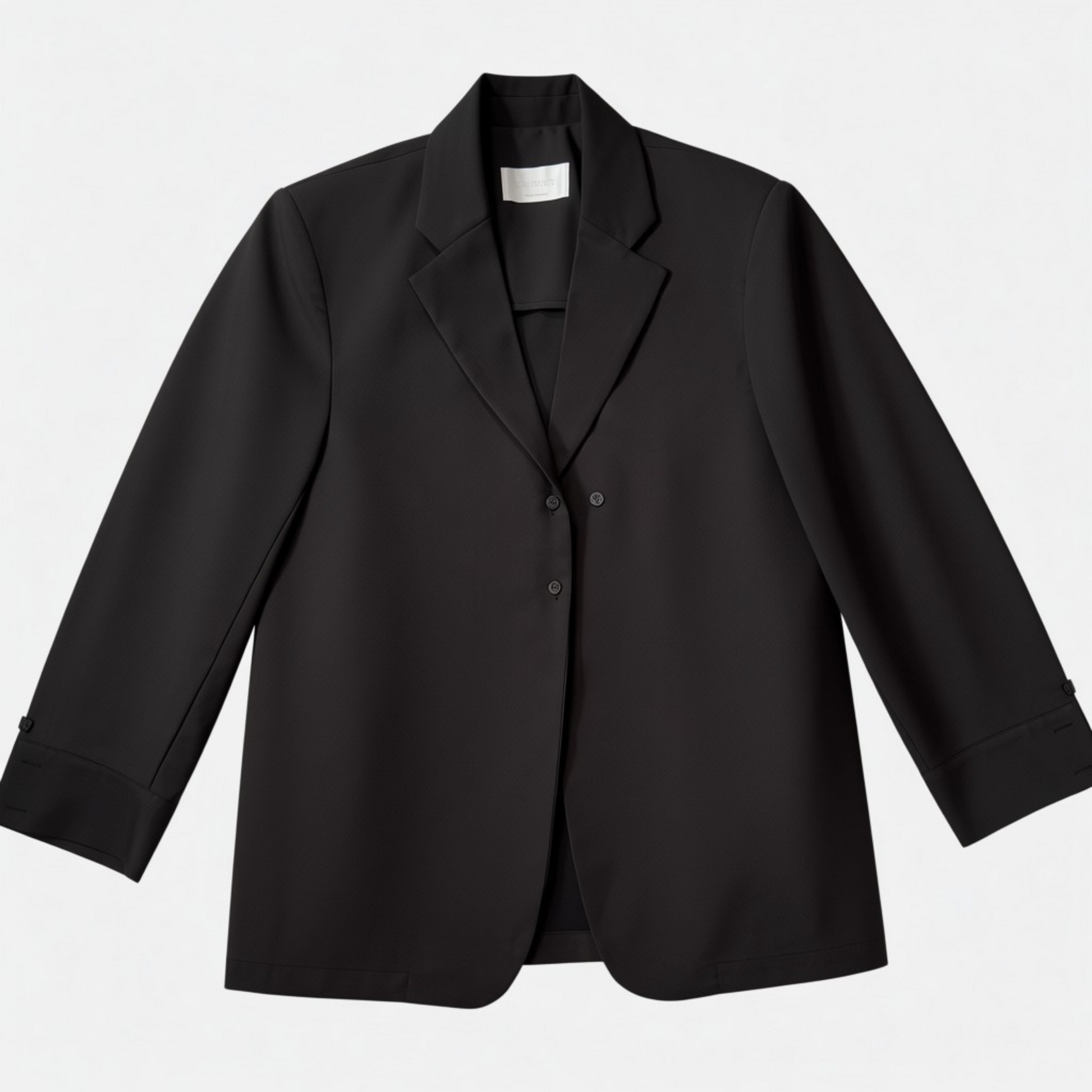 Black blazer on a light gray background