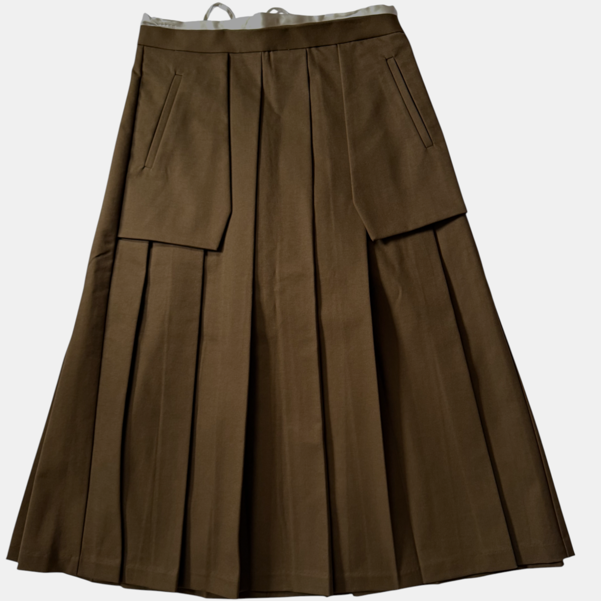 Brown pleated skirt on a white background