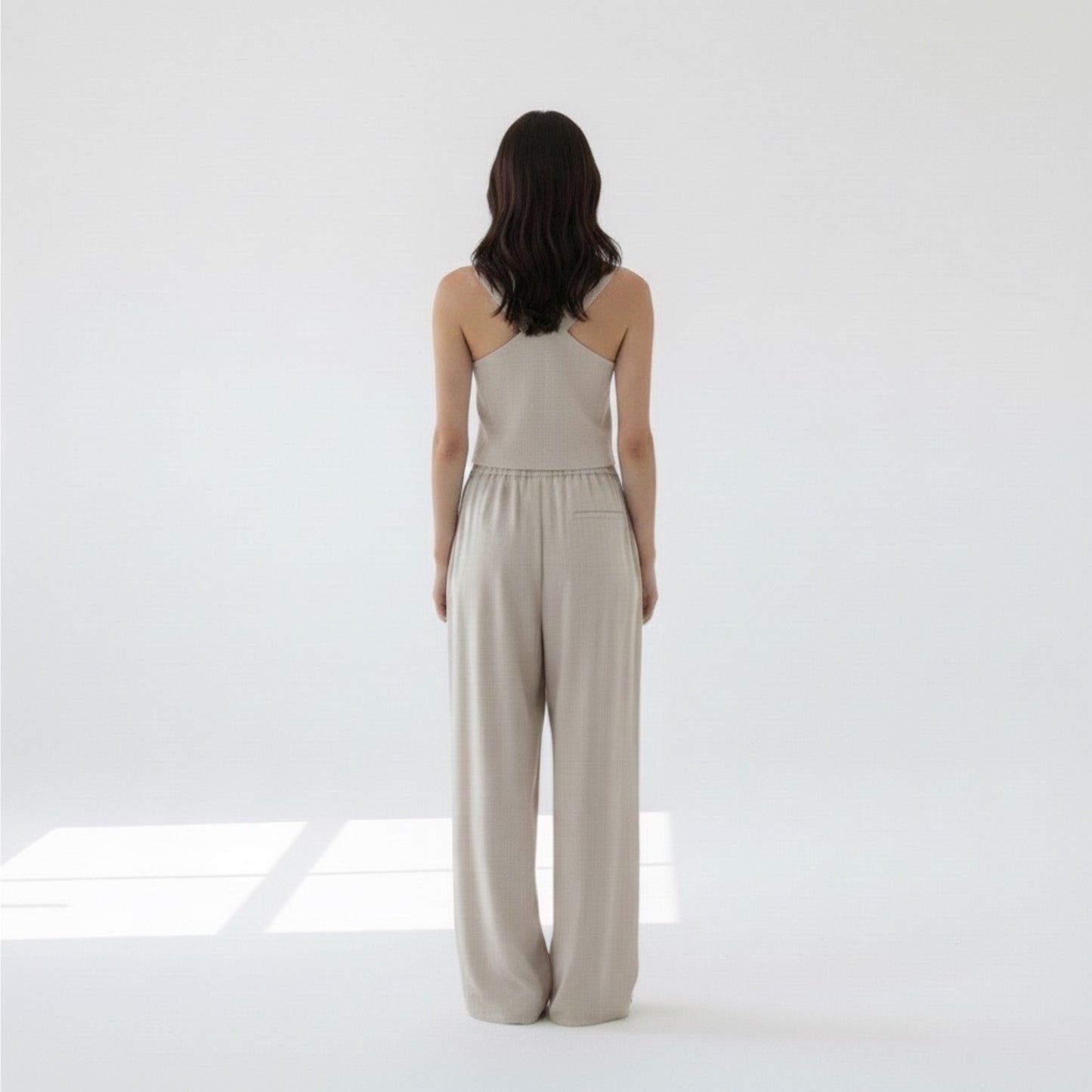 Pia Pinstripe Double-Waist Pants