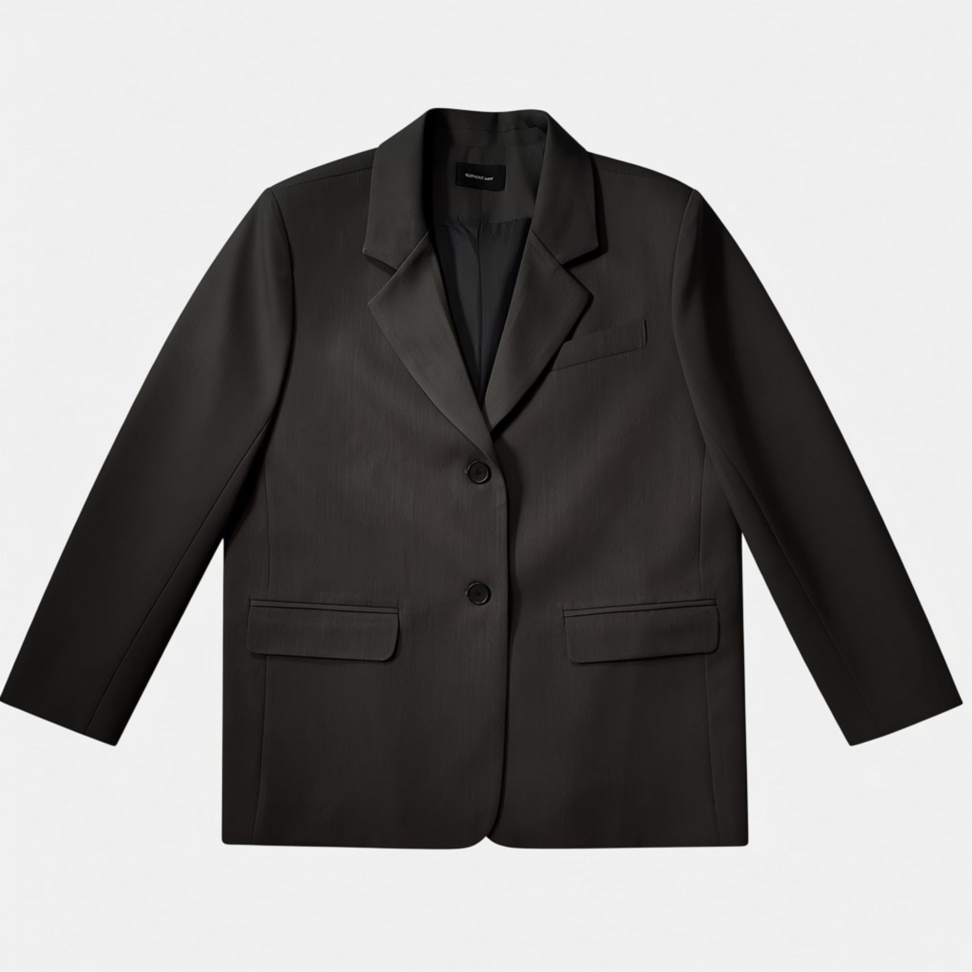 Charcoal grey  blazer on a light gray background
